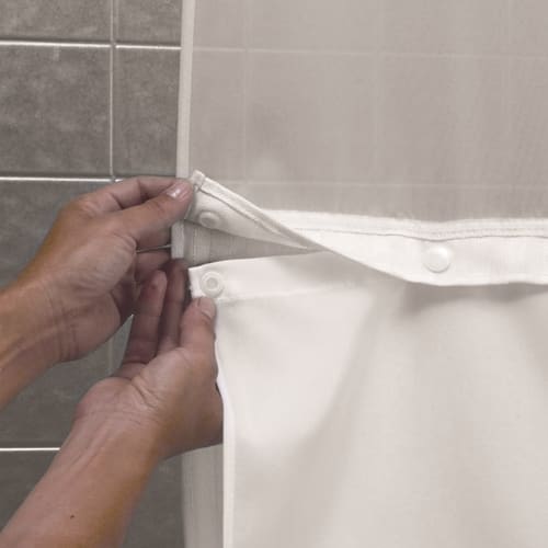 Hookless® It's A Snap! Shower Curtain Liner, Polyester, 70"x57 ", White